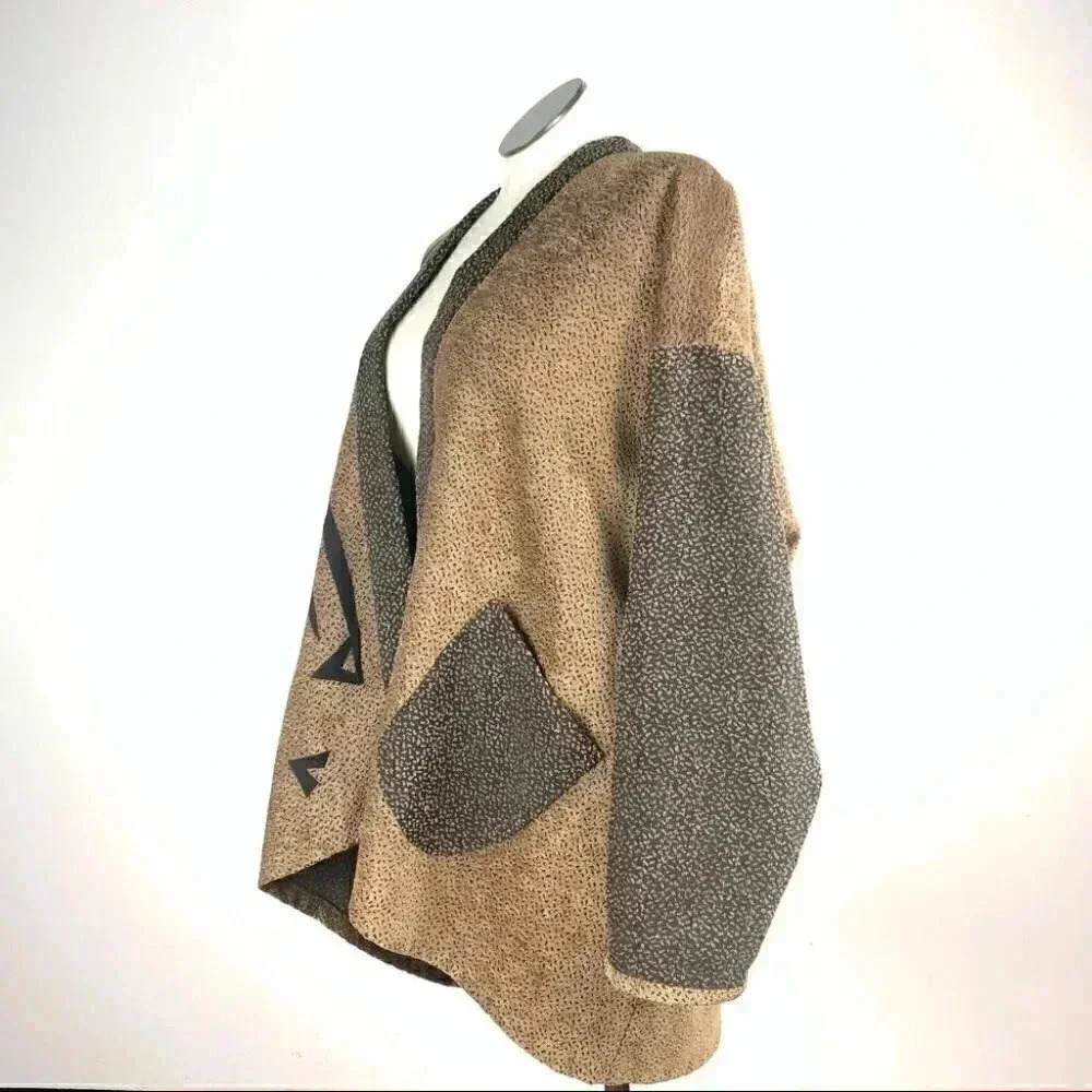 Beppa jacket size M brown black vintage 80s artesian wearable art geometric - Picture 8 of 12